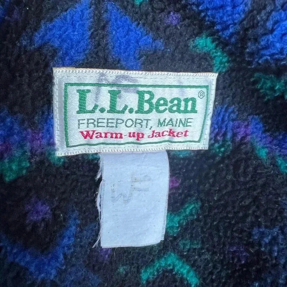 VTG LL Bean Warm Up Jacket Mens Teal Full Zip Fleece Lined Aztec Reversible Sz M - Picture 6 of 13
